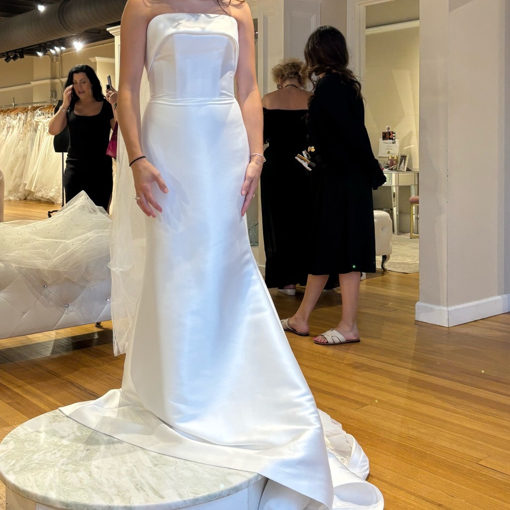 Strapless Satin Bridal Gown with High Neck Accent